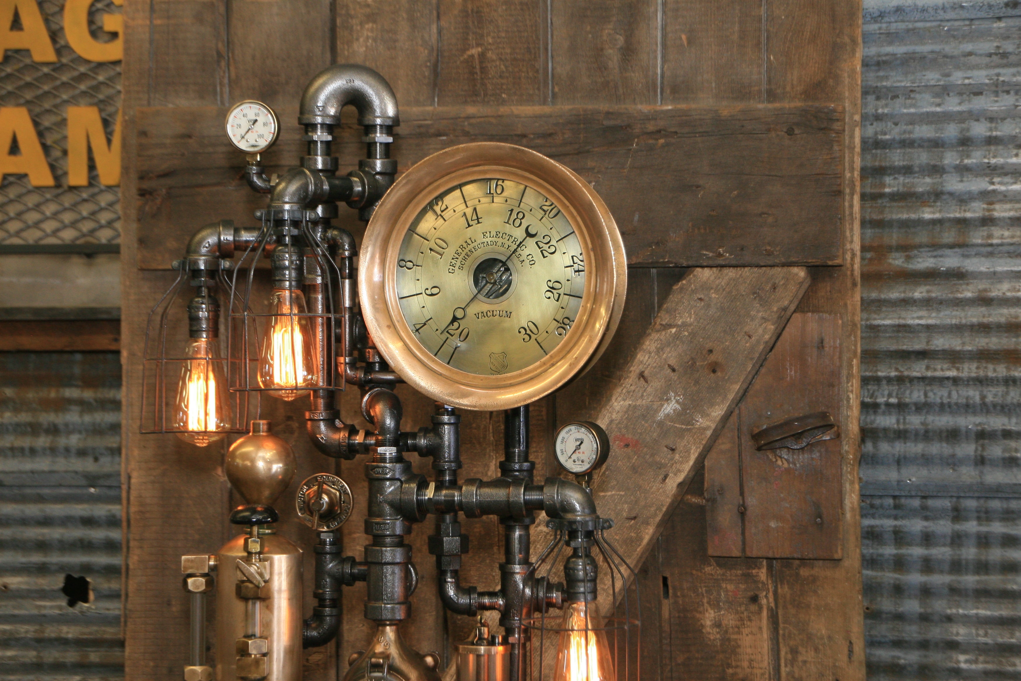 Steampunk Industrial / Steam Gauge Lamp / General Electric / Oiler / Lamp #2430