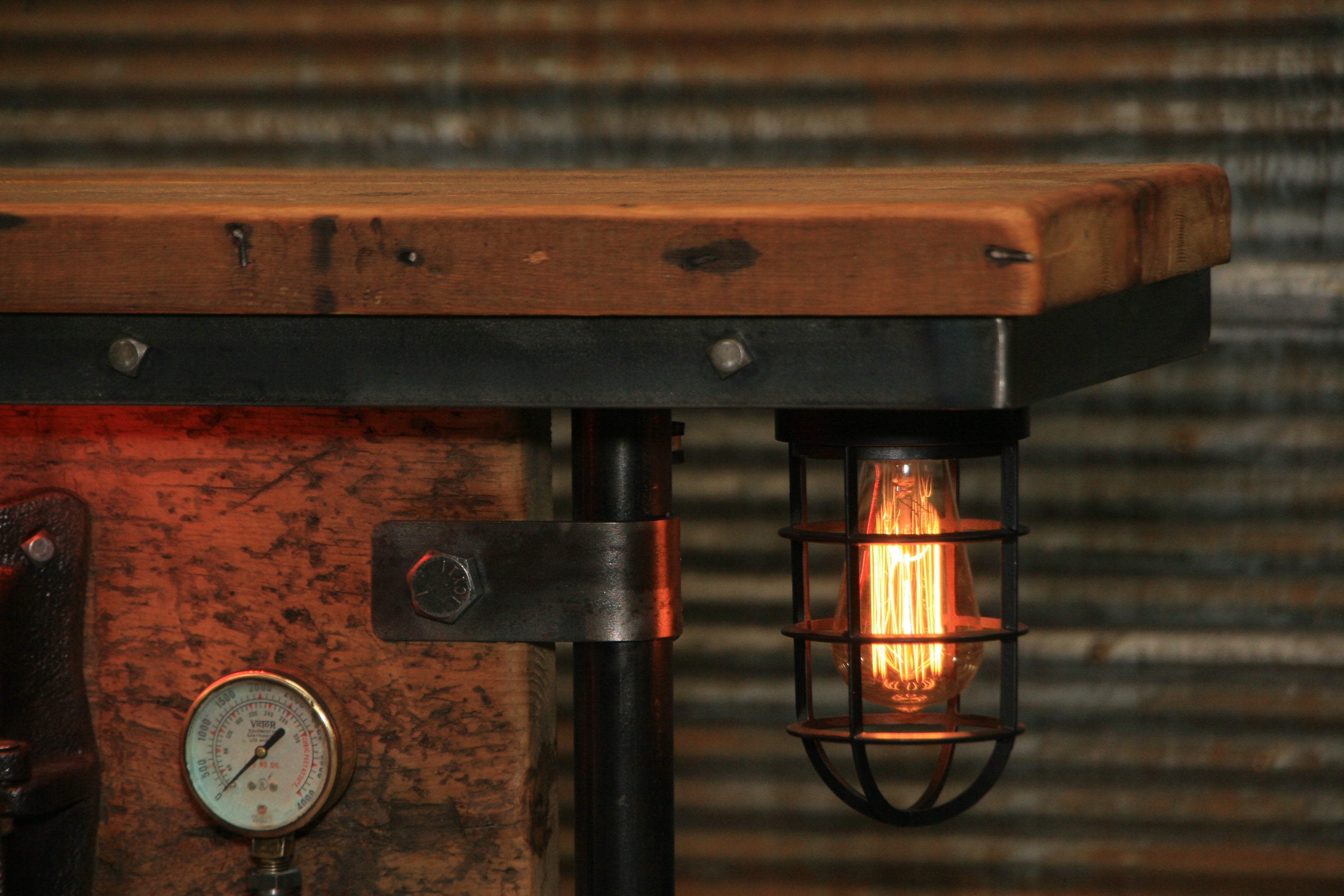 Steampunk Industirial Table / Antique Barn Wood / Furnace Door / Hallway Sofa Table #2056