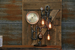 Steampunk Industrial / Antique Steam Gauge / New York / Gear / Ashcroft / Lamp #1878