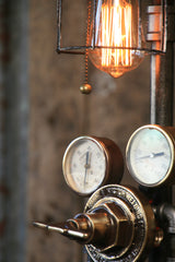 Steampunk Industrial Steam Gauge Lamp, Vintage Brass #1201 - SOLD
