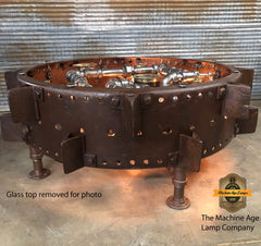 Steampunk Industrial / Antique Farm Tractor Wheel Coffee Table / Farm / McCormick Deering  #dc 123 sold