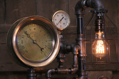 Steampunk Industrial / Steam Gauge Lamp  / Webster NJ / Gear  /  Lamp #3629