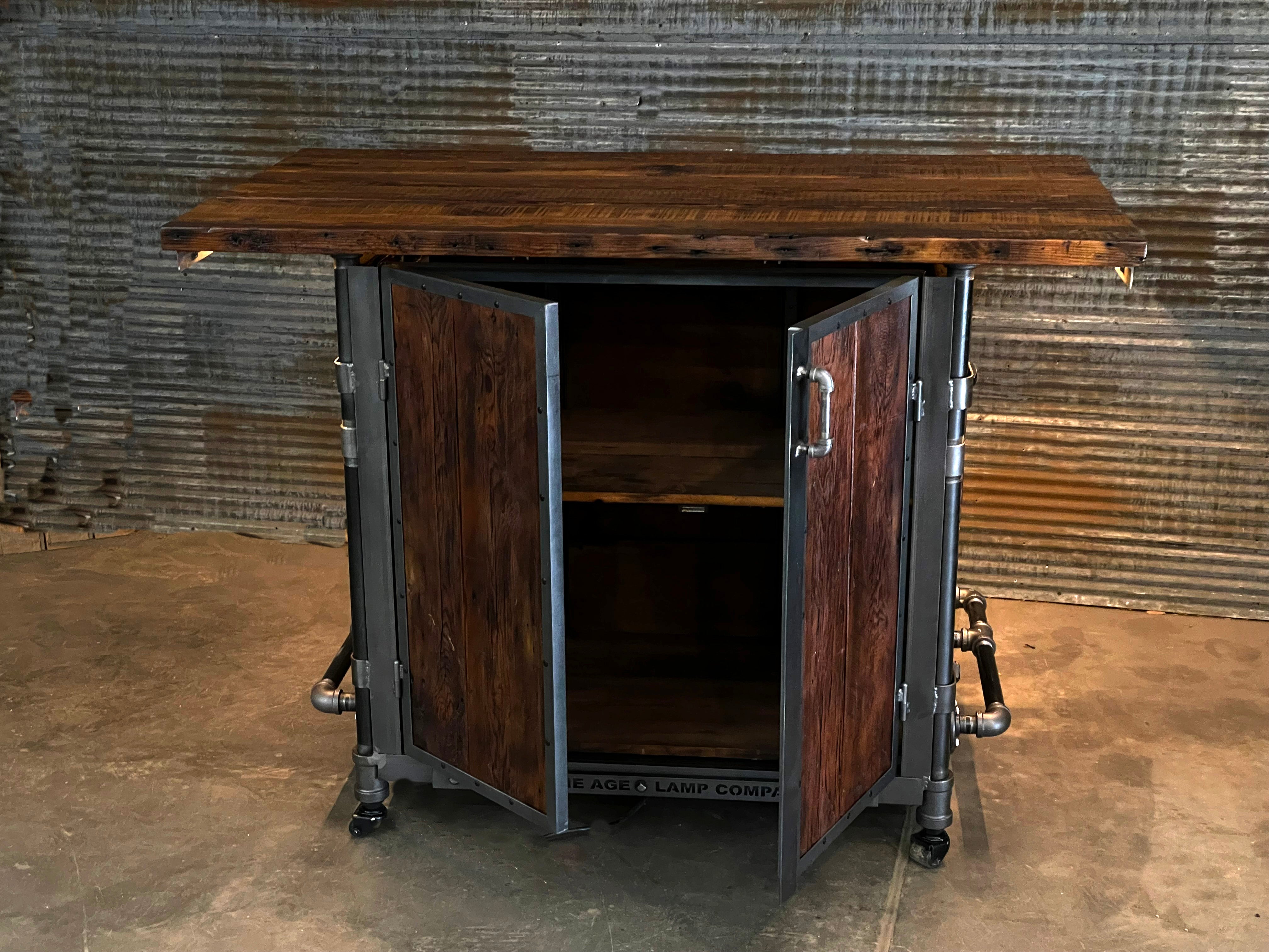 Steampunk Industrial / Bar / Barnwood /  42" Tall / Steam Gauge / Kegerator/ Pub Table / #3616