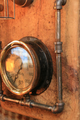 Steampunk, Industrial Barn Wood Wall Sconce, Steam Gauge - #628