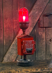 Steampunk Industrial / Fire Alarm Call Box Switch / Gear Base / Fireman / #3153