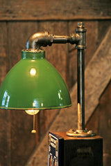 Steampunk, Industrial Stamp Machine, Green Shade Lamp #733 - SOLD