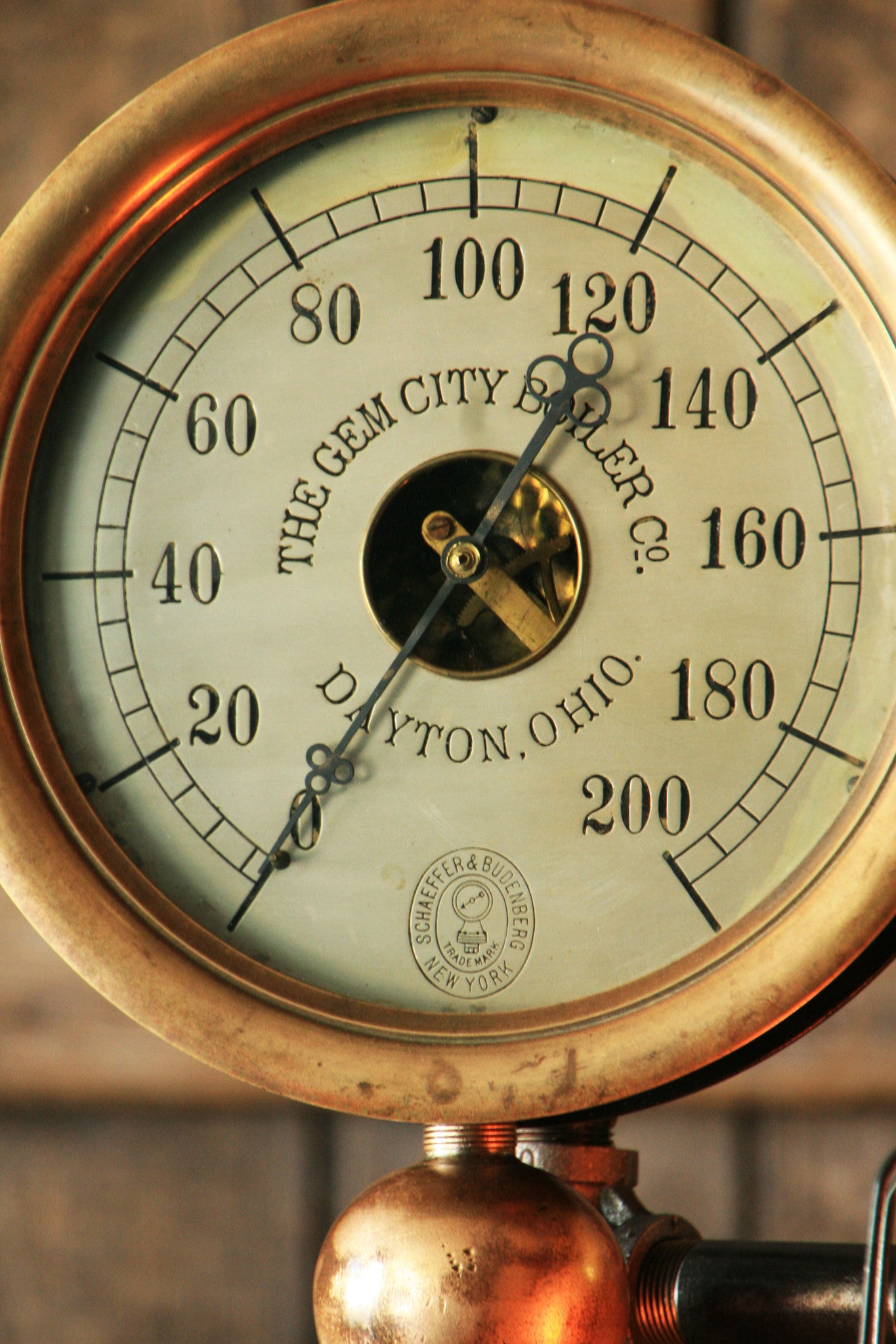 Steampunk Industrial, Rare Steam Gauge, Brass Oiler, Gem City, Dayton OH #1057