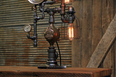 Steampunk Industrial Lamp / Antique Railroad Locomotive Steam Gauge / Wilmending PA / Lamp #1740 sold