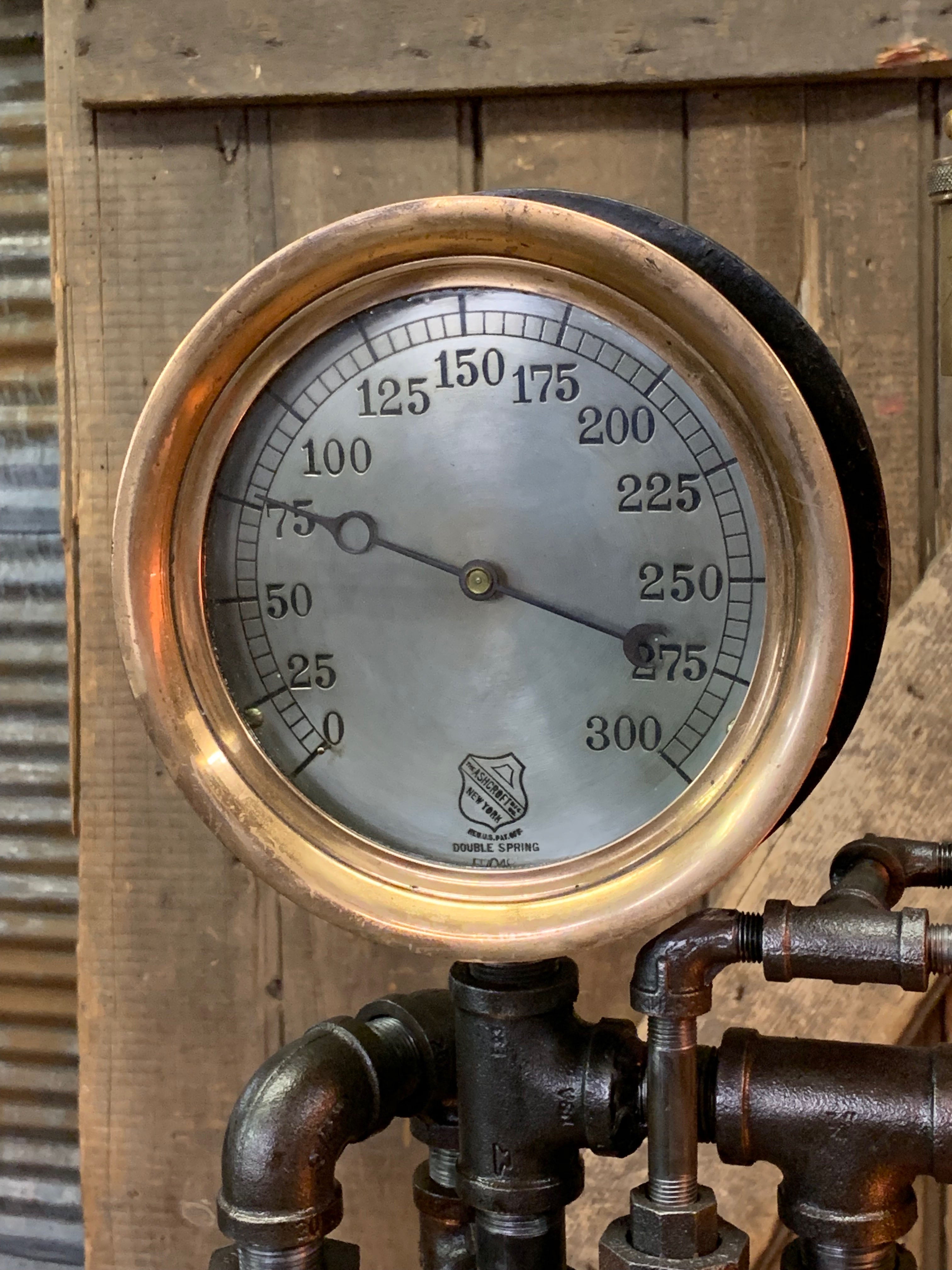 Steampunk Industrial / 8" Steam Gauge / Gear  / Gear Base / Lamp #2567