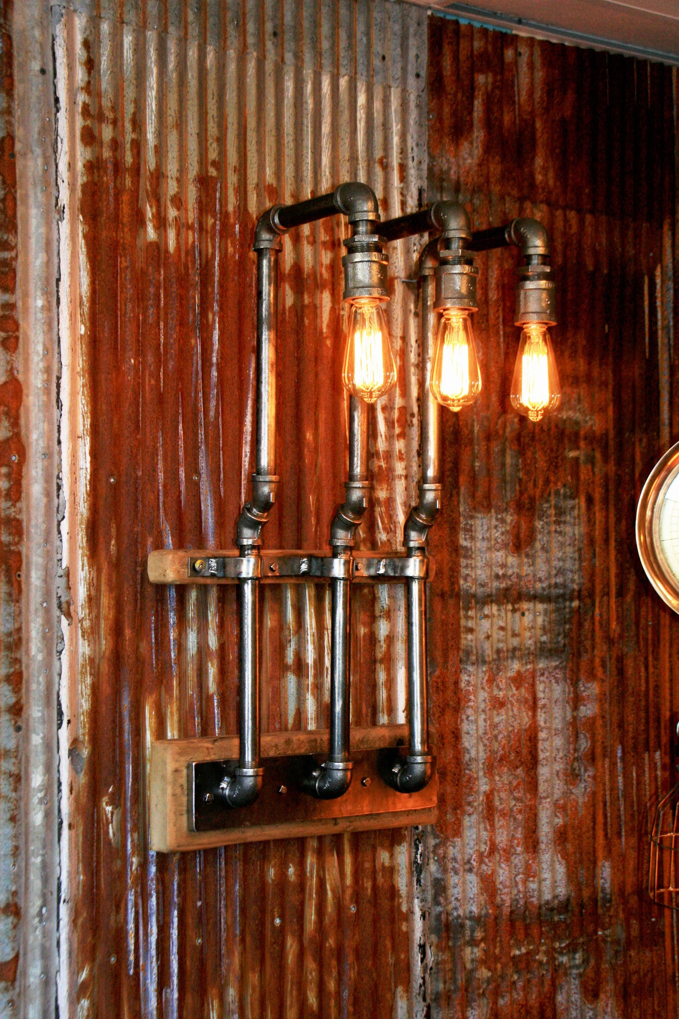 Steampunk, Industrial Barn Wood Wall Sconce,  #635