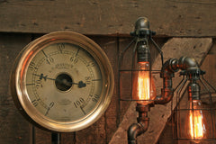 Steampunk Industrial / Chicago / Antique Steam Gauge / Gear / Lamp #1690