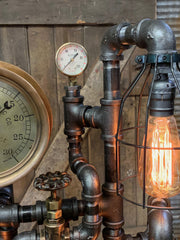 Steampunk Industrial / Machine Age Lamp / Antique Steam Gauge  / General Electric / Lamp #2721