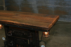 Steampunk Industrial Table / Antique Boiler Furnace Door / Barnwood / Table #2006