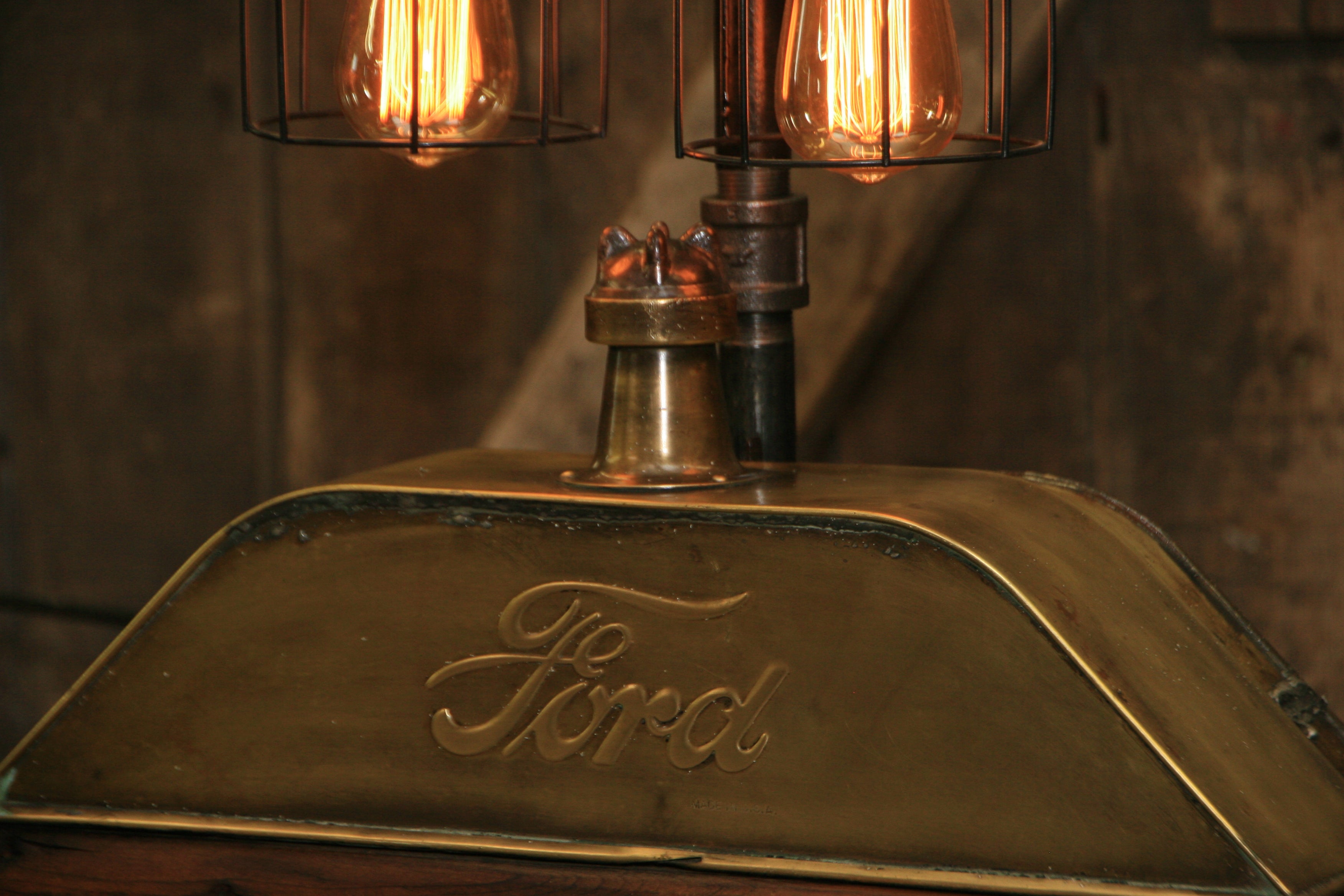 Steampounk Industrial / Antique Ford Model "T" Radiator Top / Barn Wood / Lamp #2008