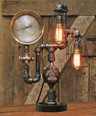 Steampunk Industrial Lamp / Antique Steam Gauge / Gear / Lamp #1731 - sold