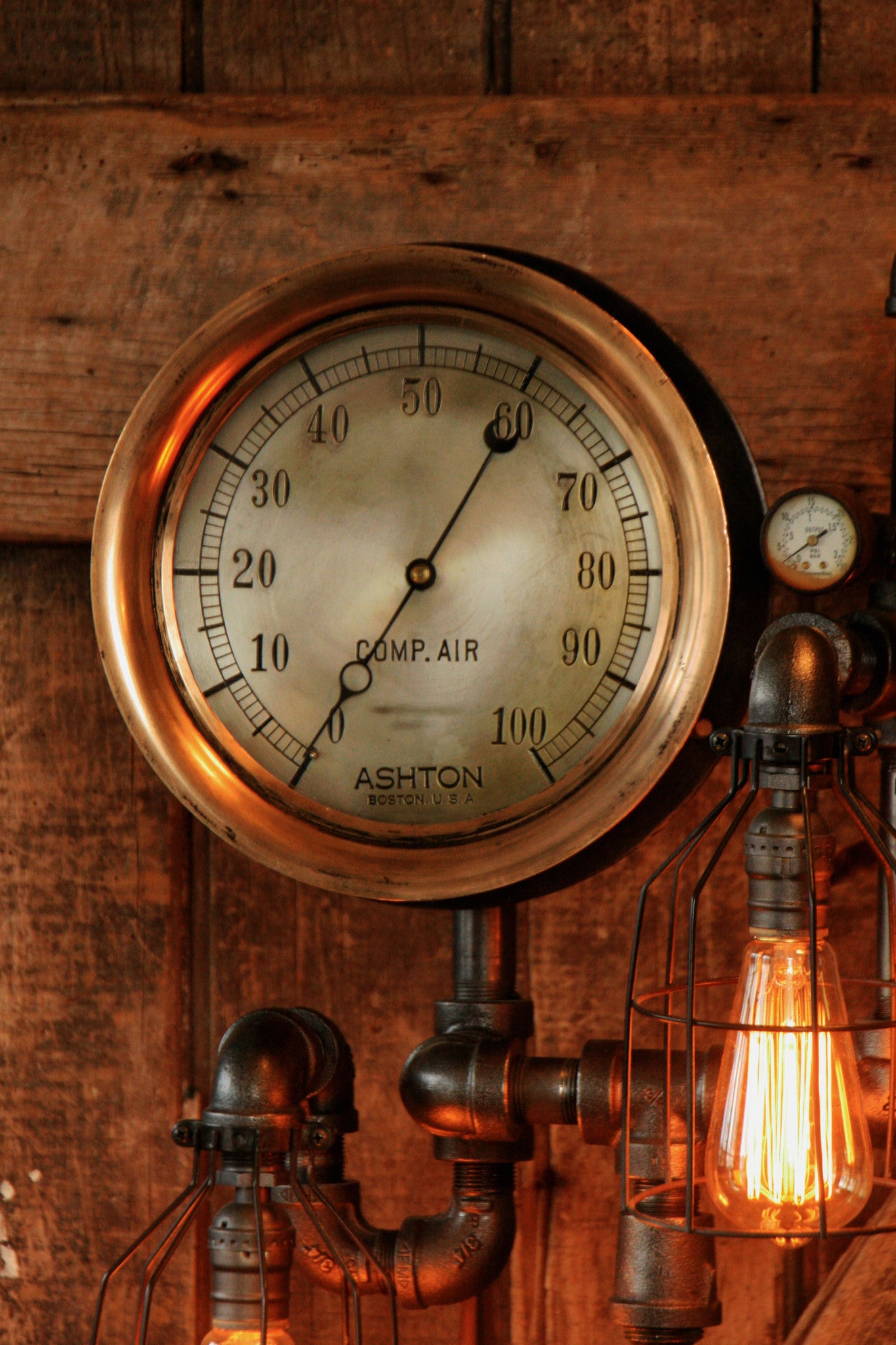 Steampunk Industrial, Steam Gauge Lamp - #773