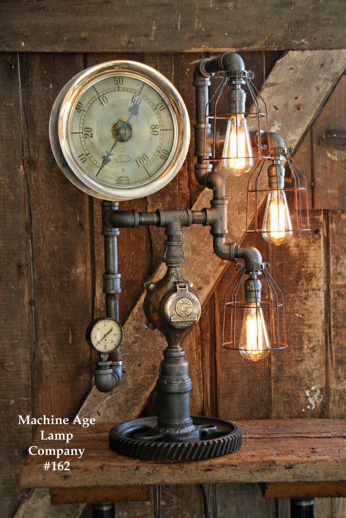 Steampunk Lamp, Steam Gauge Lighting #162 - SOLD