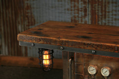 Steampunk Industrial / Antique Boiler Door / Lighting / Barn Wood / Console Hallway Sofa Table / #1542 sold