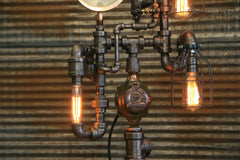 Steampunk Industrial Lamp / Roselle NJ / Steam Gauge / Gear / Lamp #1947  - sold