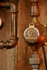 Steampunk Lamp, Antique Steam Gauge and Gear Base #500 - SOLD