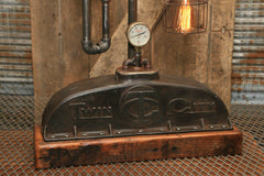 Steampunk Industrial / Antique Twin City Tractor Radiator Top / Barn wood / Steam Gauge / Lamp #1725 sold