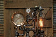 Steampunk Industrial Lamp / Antique Railroad Locomotive Steam Gauge / Wilmending PA / Lamp #1740 sold