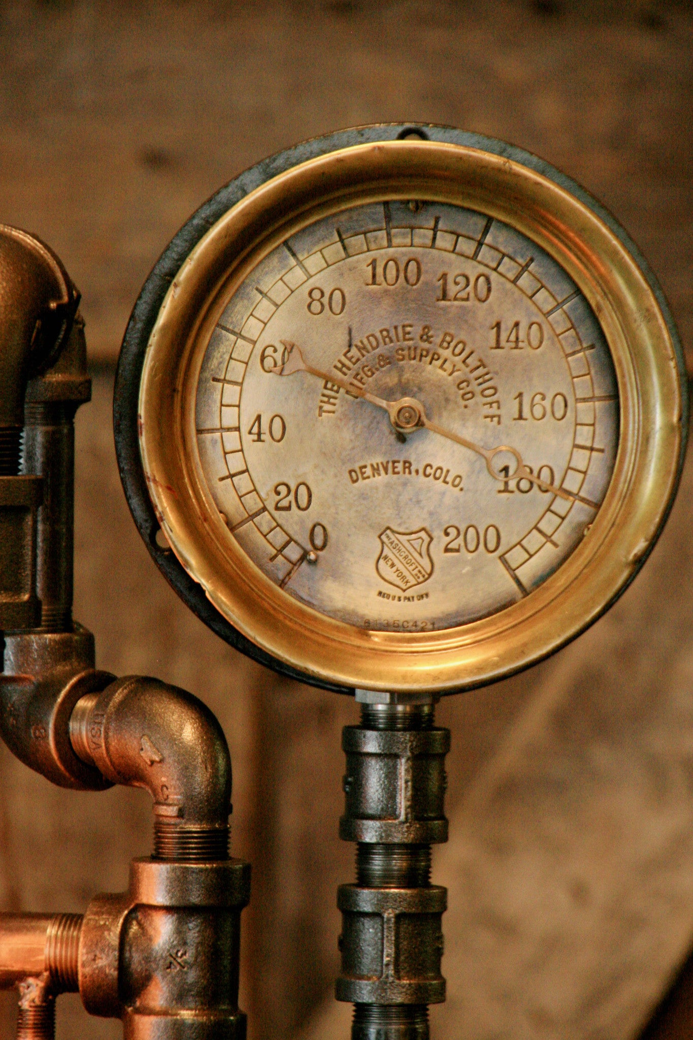 Steampunk Industrial, Steam Gauge Brass Oiler #846