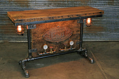 Steampunk Industrial / Barn Wood / Table / Console / Bar / Lighted / Table #2100