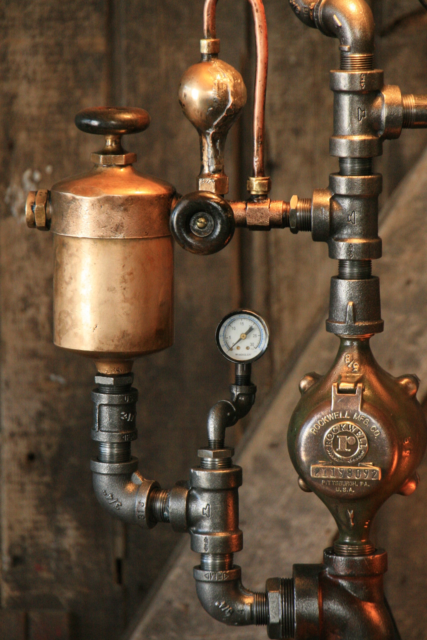 Steampunk Industrial Lamp, Vintage Oiler & Green Shade #1074