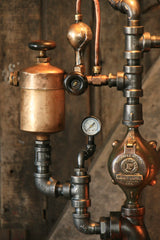 Steampunk Industrial Lamp, Vintage Oiler & Green Shade #1074