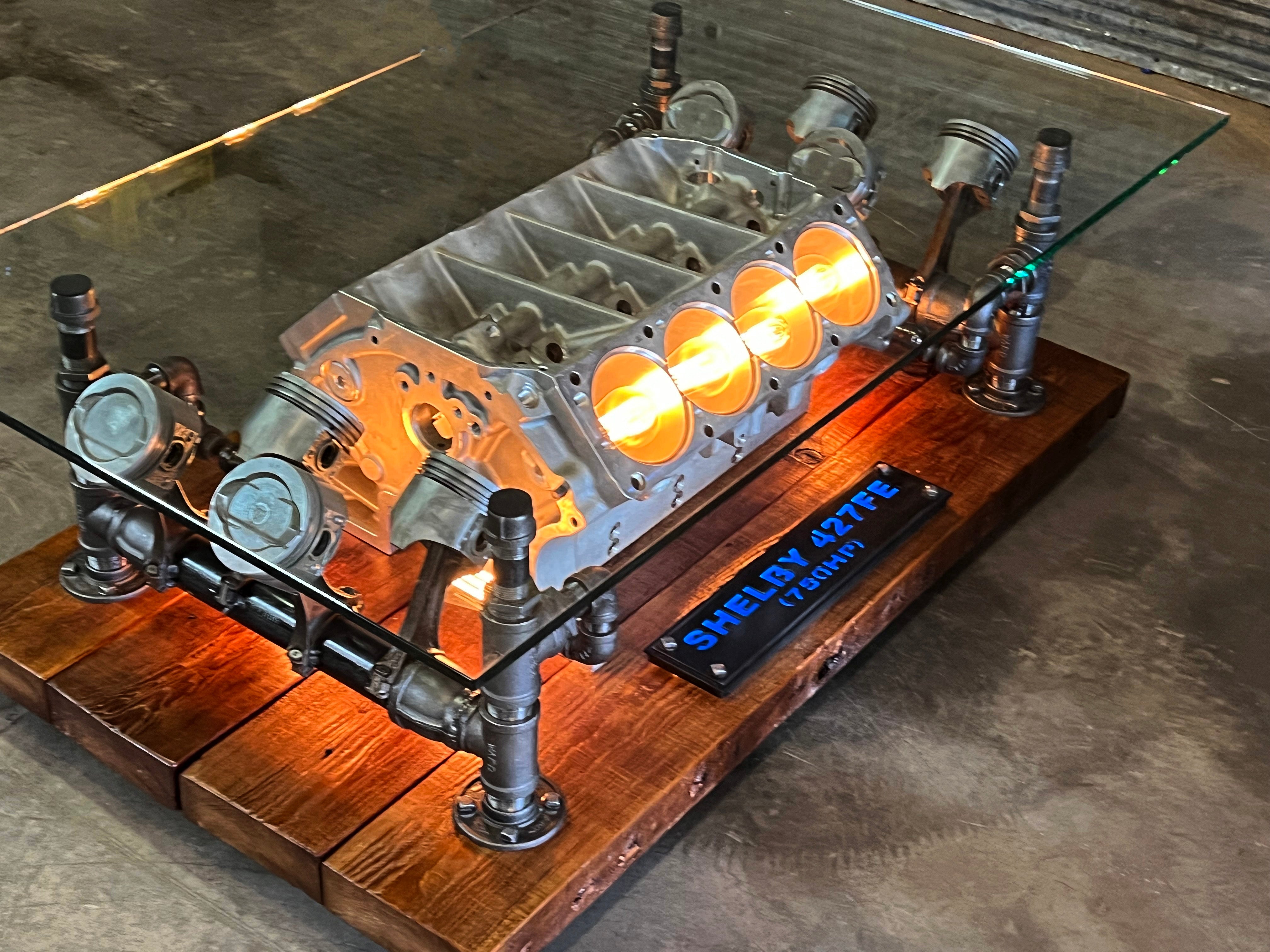 Steampunk Industrial / Carroll Shelby 427 Engine Block / Automotive / coffee Table #4065