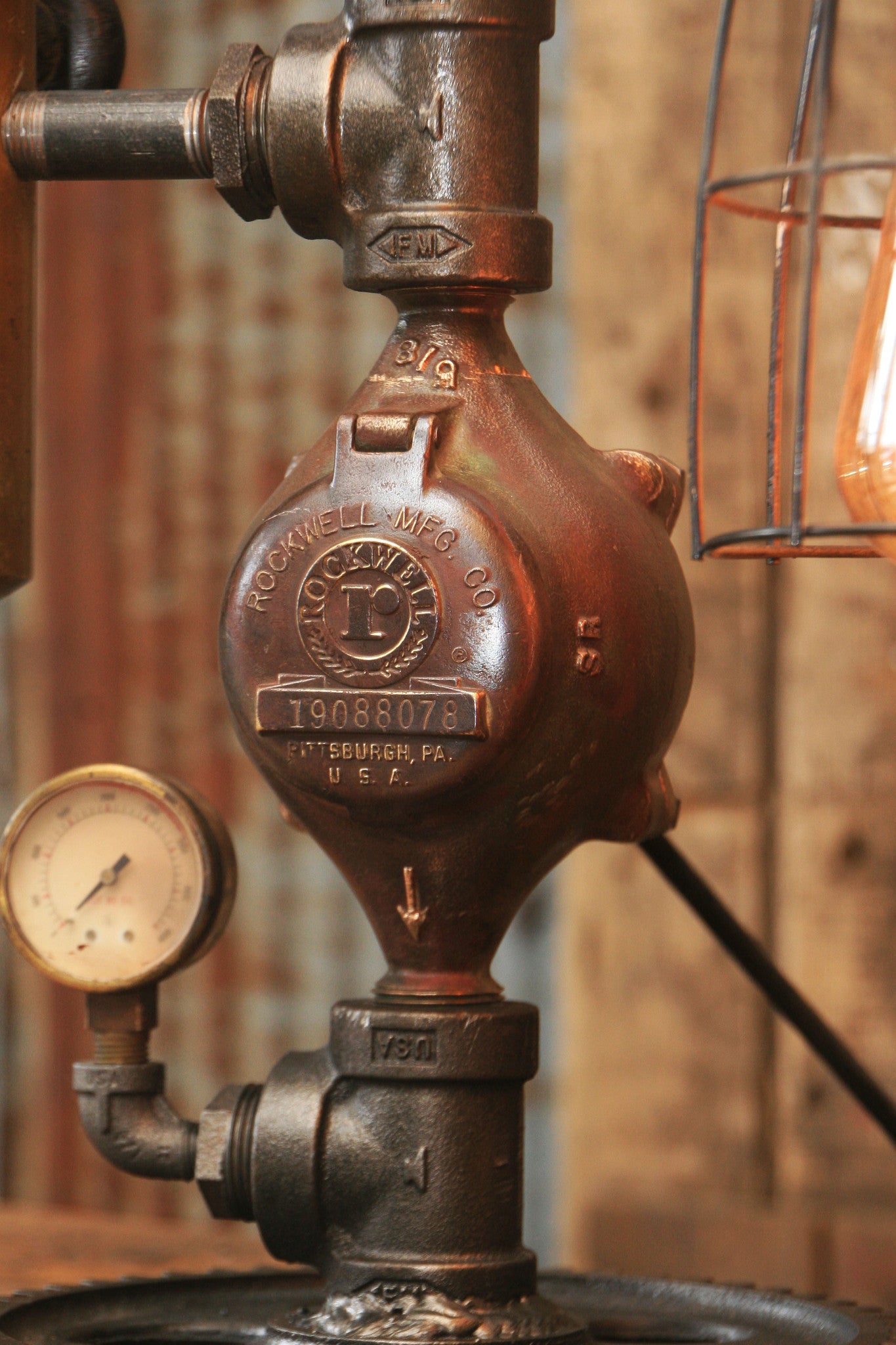 Steampunk Industrial / Steam Gauge Lamp / Ohio / Oiler #1428