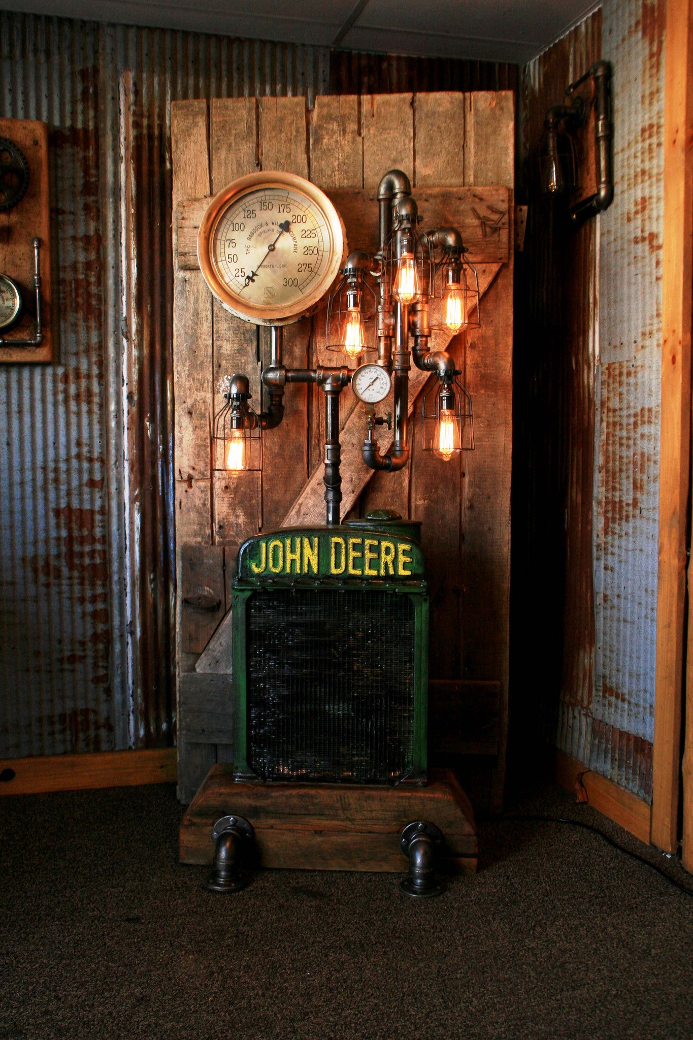 Steampunk Industrial , Antique John Deere Radiator Floor Lamp Farm  - #950