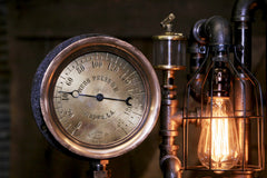 Steampunk Industrial / Steam Gauge Lamp  / Gear  /  Lamp #3603