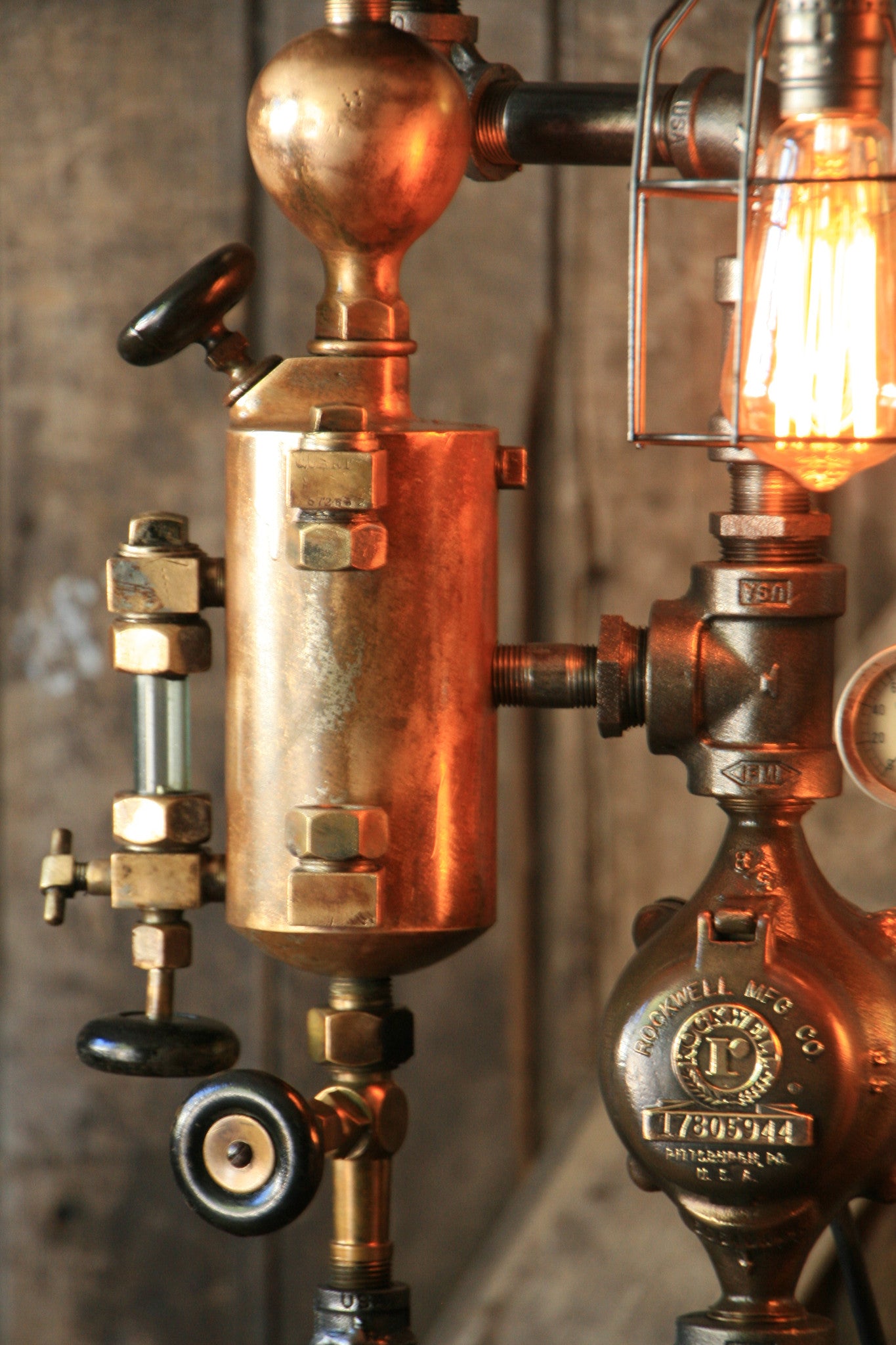 Steampunk Industrial, Rare Steam Gauge, Brass Oiler, Gem City, Dayton OH #1057