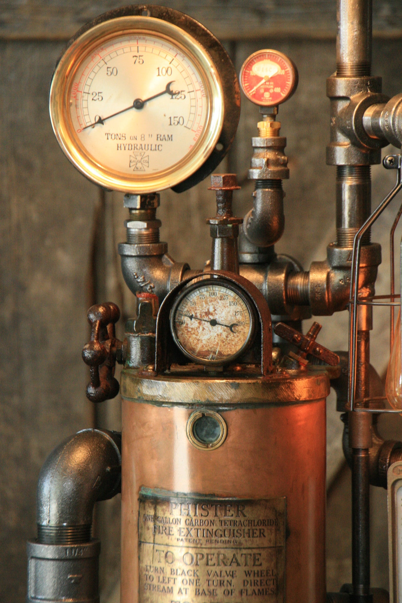 Steampunk Industrial, Fire Extinguisher Lamp - #849