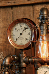 Steampunk Industrial Lamp / Steam Gauge /  Kewanee IL #1207 sold