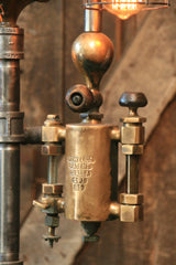 Steampunk Industrial Floor Lamp, Steam Gauge, Oiler  #902