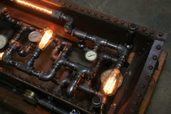 Steampunk Industrial Table / Boiler / Steam Gauge / Barnwood / Table #2335 sold