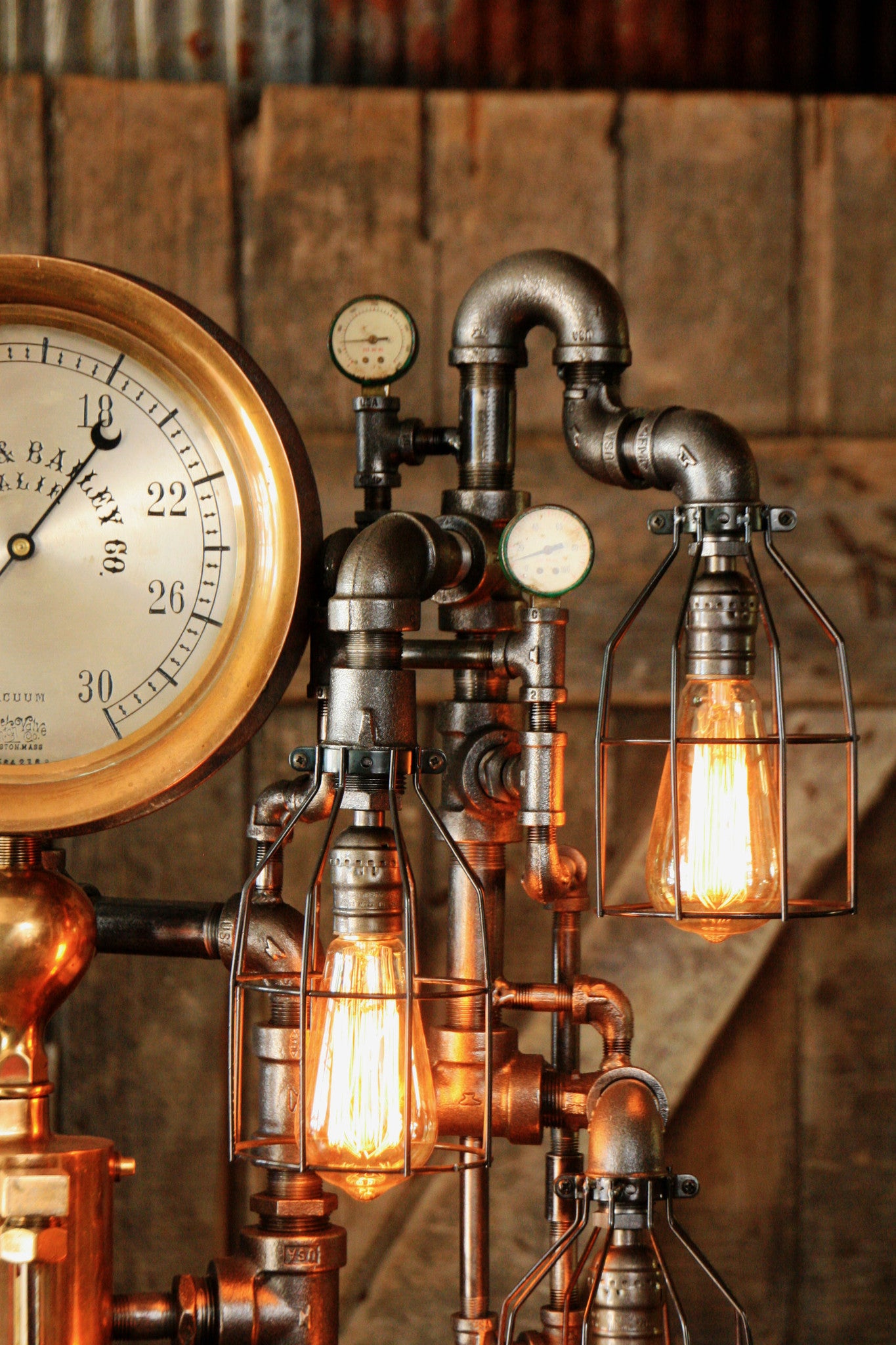 Steampunk Industrial, Rare Steam Gauge, Brass Oiler, #855