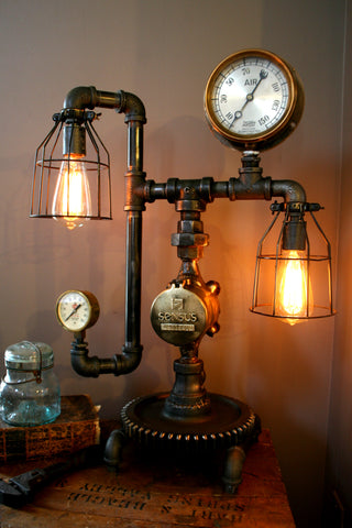 Steampunk Machine Age Lamp Steam Gauge #46 - SOLD