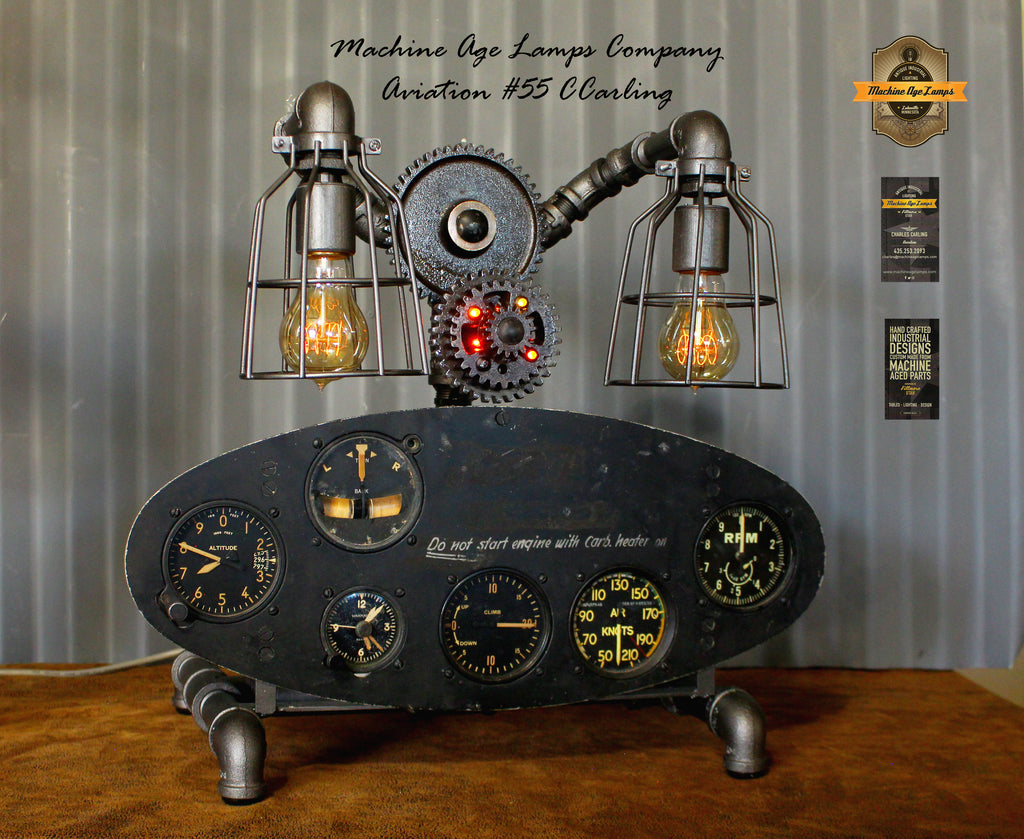 Steampunk Industrial / Aviation / Aircraft Instrument Panel / Airplane / Lamp #cc55 sold