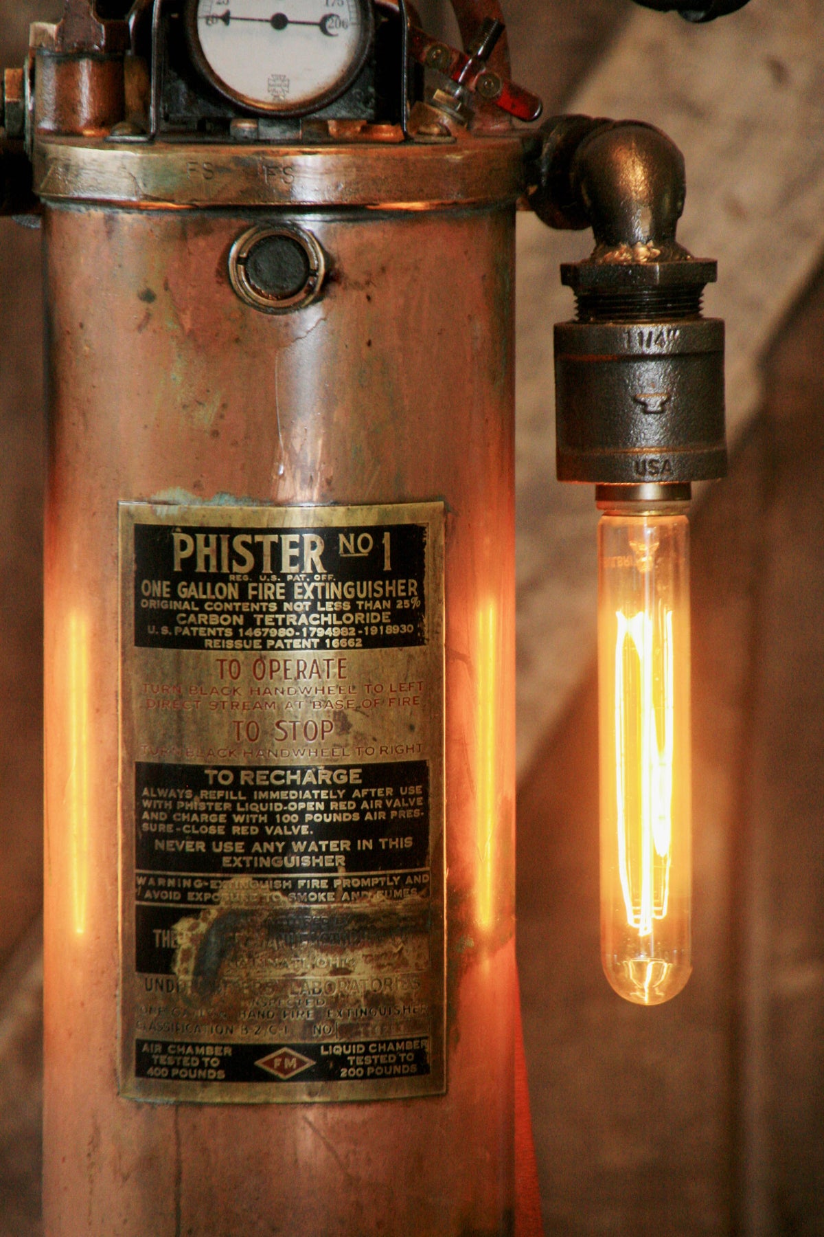 Extinguished Lamp Steampunk Industrial Antique Fire Extinguisher Lamp - #800 – Machine ...