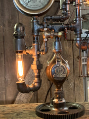 Steampunk Industrial / Machine Age Lamp / Antique Steam Gauge  / Lamp #3080