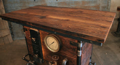 Steampunk Industrial / Bar / Barnwood /  42" Tall / Steam Gauge / Kegerator/ Pub Table / #3616