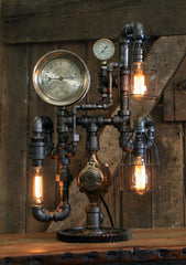 Steampunk Industrial / Steam Gauge Lamp / Camden/ Gear / Lamp #2458