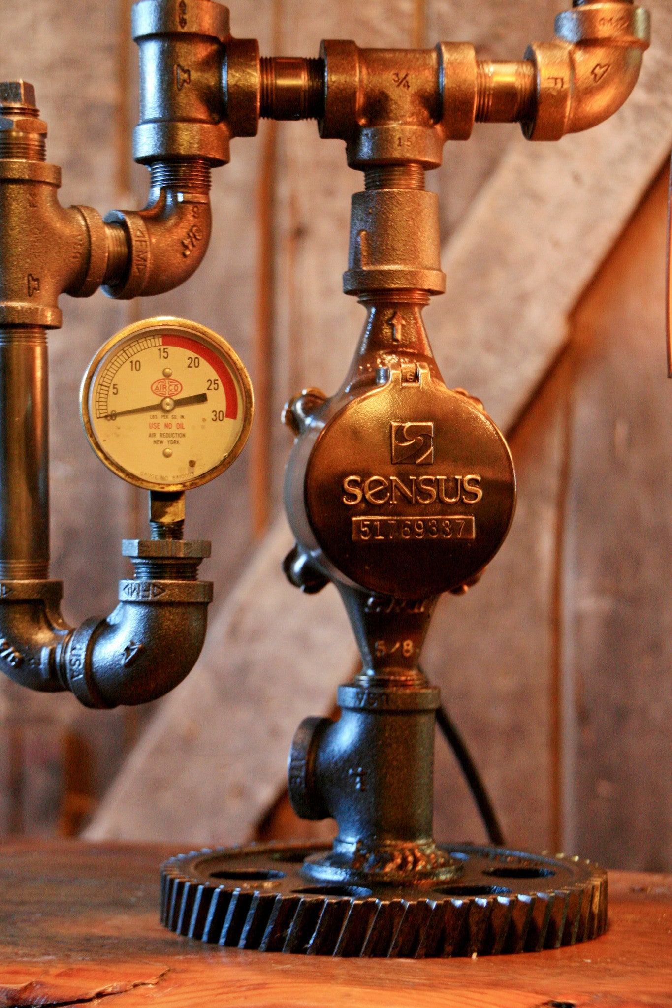 Steampunk, Industrial, Antique Steam Gauge / Gear /  Lamp #740