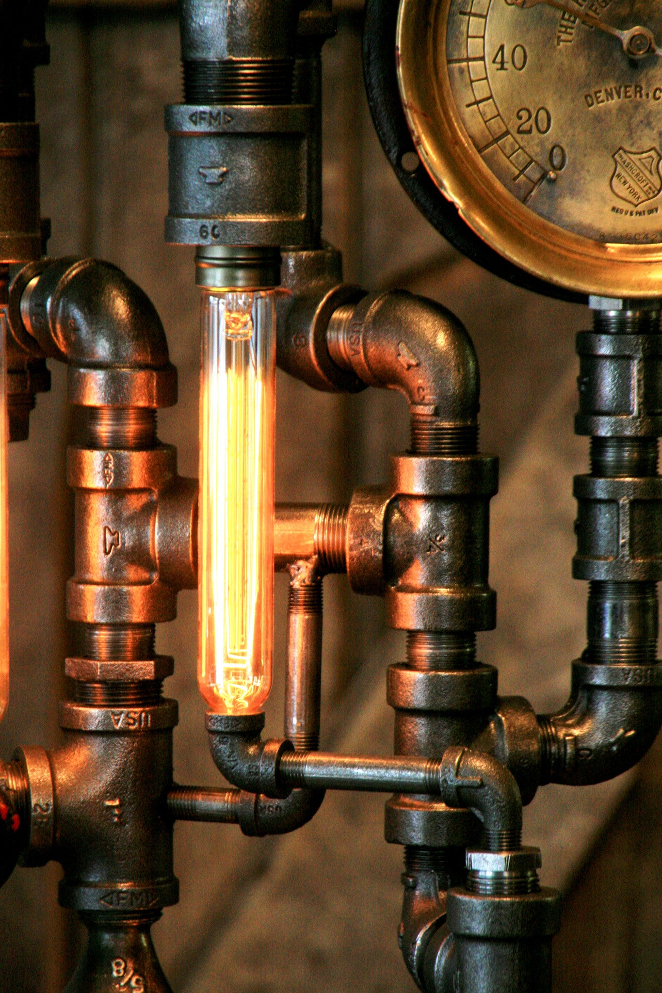 Steampunk Industrial, Steam Gauge Brass Oiler #846