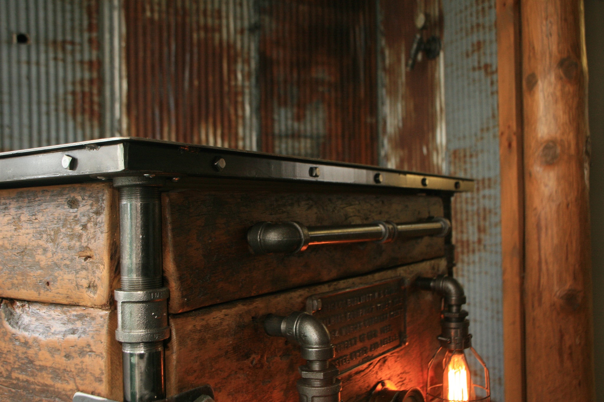 Steampunk Industrial Bar / Hostess Stand / Table / Pub /  Buffet / #1310