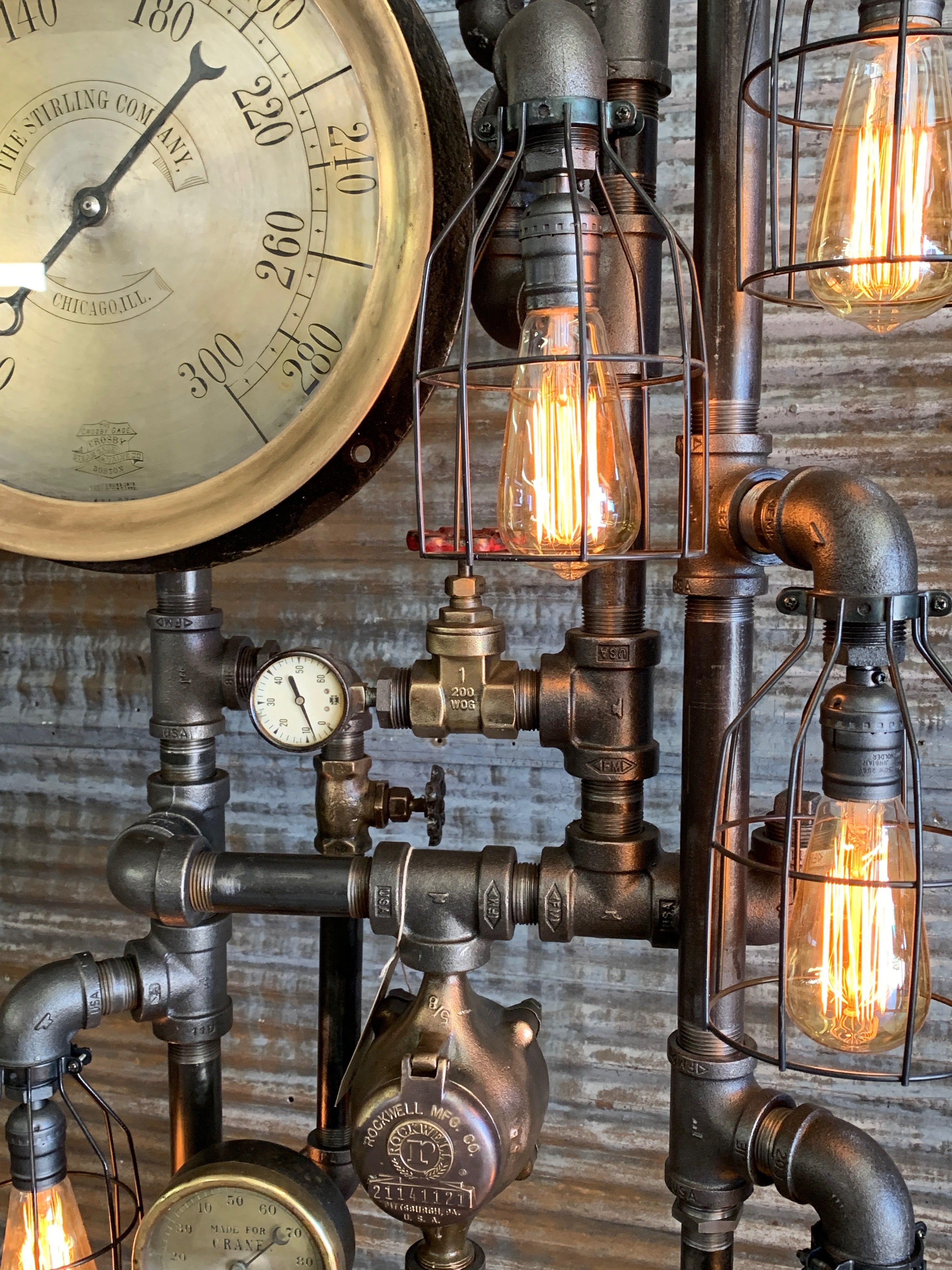 Steampunk Industrial Fire Hydrant, Steam Gauge Floor Lamp #2456